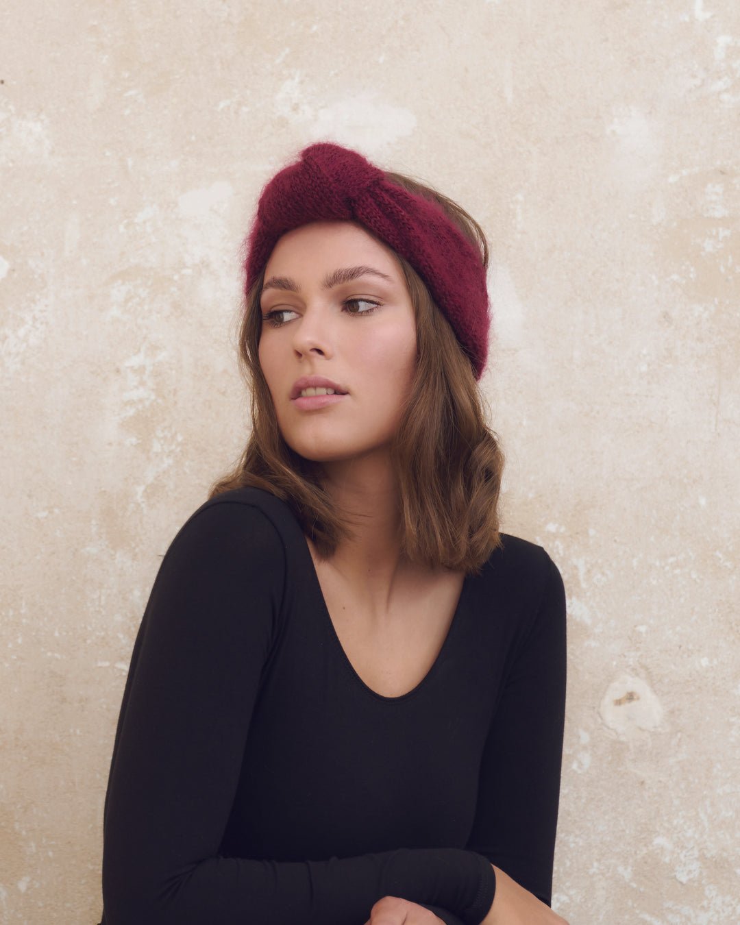 Bandeau Carmen Fait Main Bordeaux - Woolly Mallow