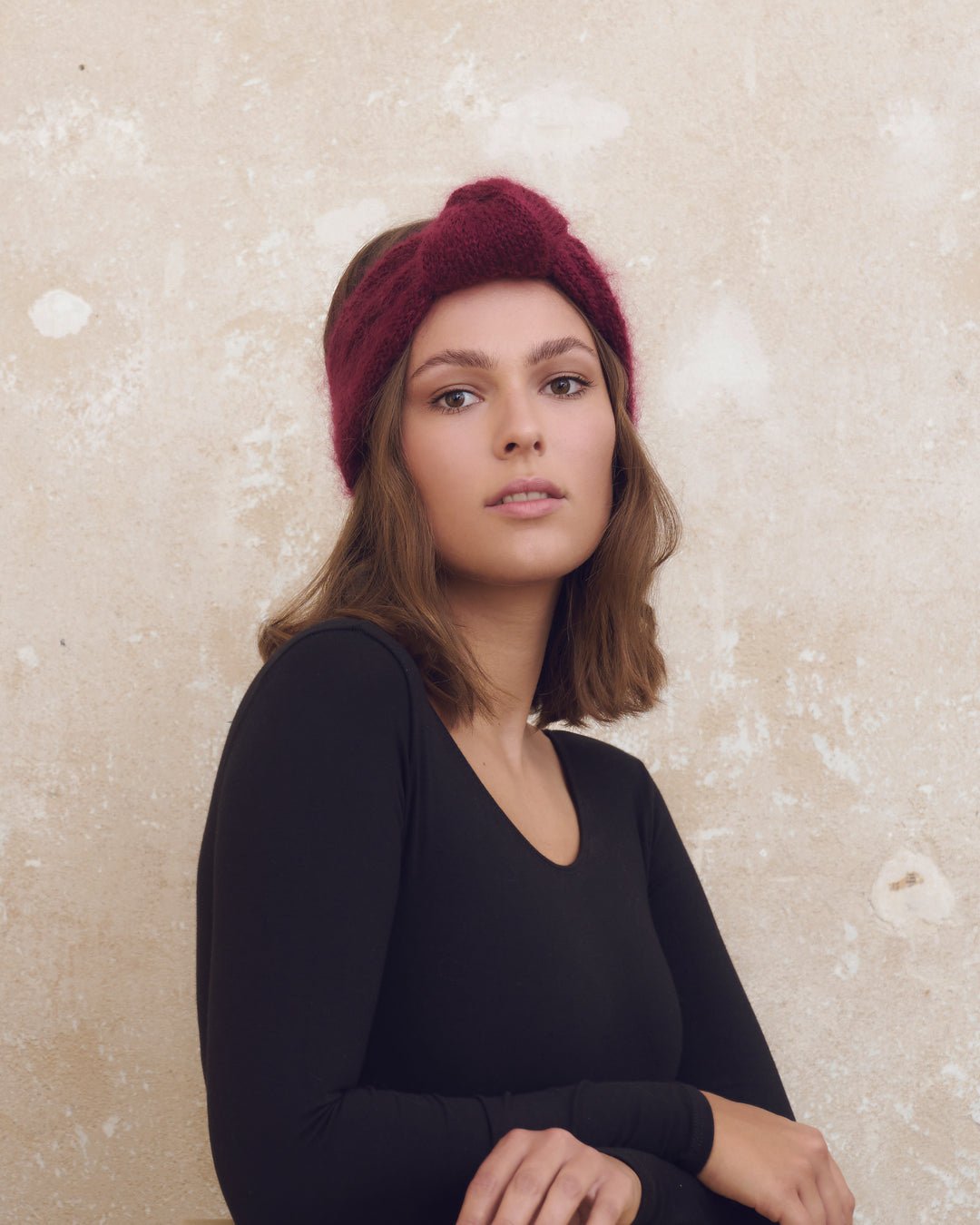 Bandeau Carmen Fait Main Bordeaux - Woolly Mallow