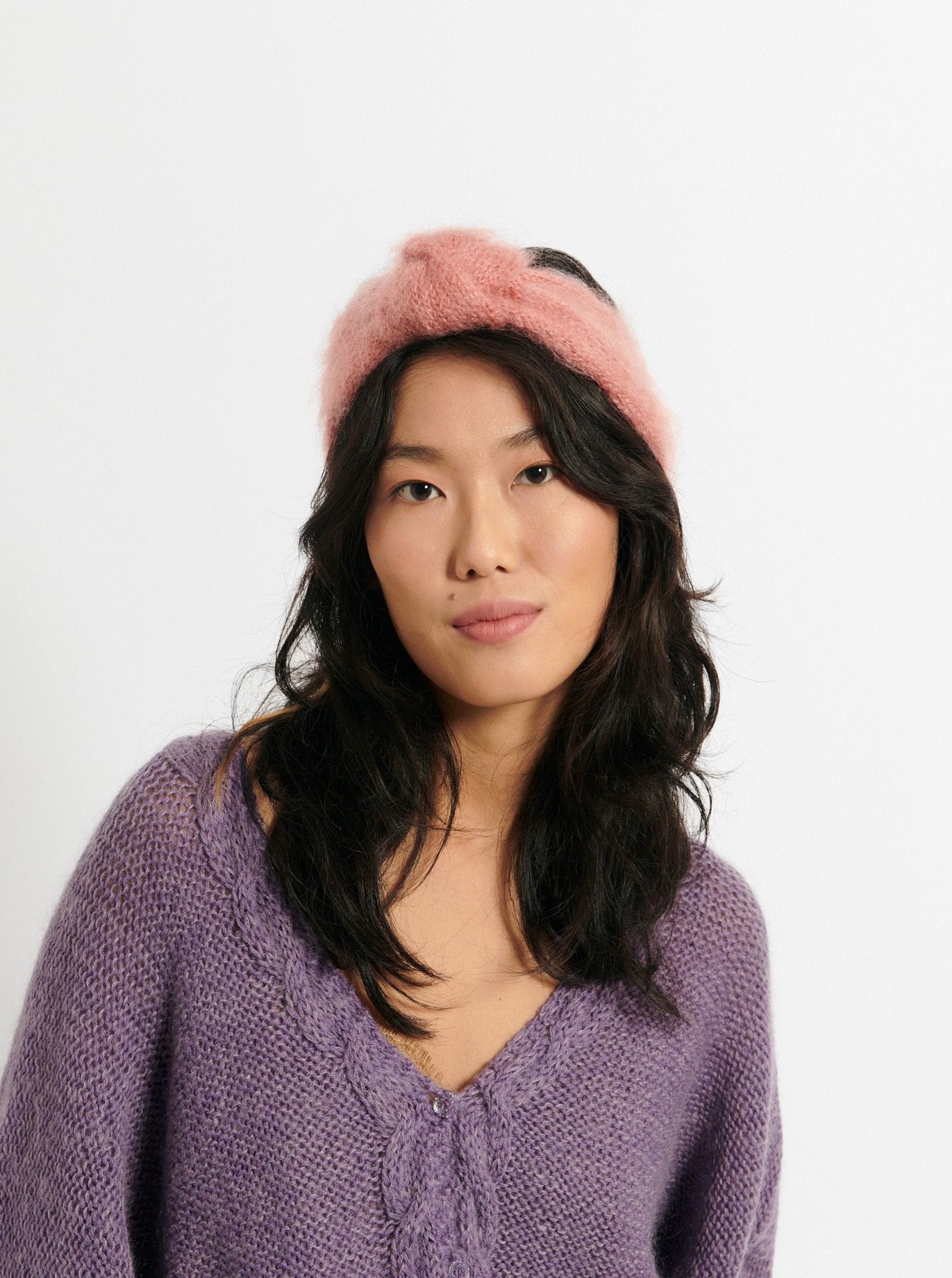 Bandeau Carmen Fait Main rose - Woolly Mallow