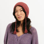 Bonnet Beguin Tricoté Main Bois de Rose - Woolly Mallow