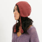Bonnet Beguin Tricoté Main Bois de Rose - Woolly Mallow