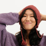 Bonnet Beguin Tricoté Main Bois de Rose - Woolly Mallow